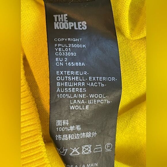 The Kooples YELLOW MERINO WOOL SWEATER. NWT. 2/Small - Picture 7 of 11